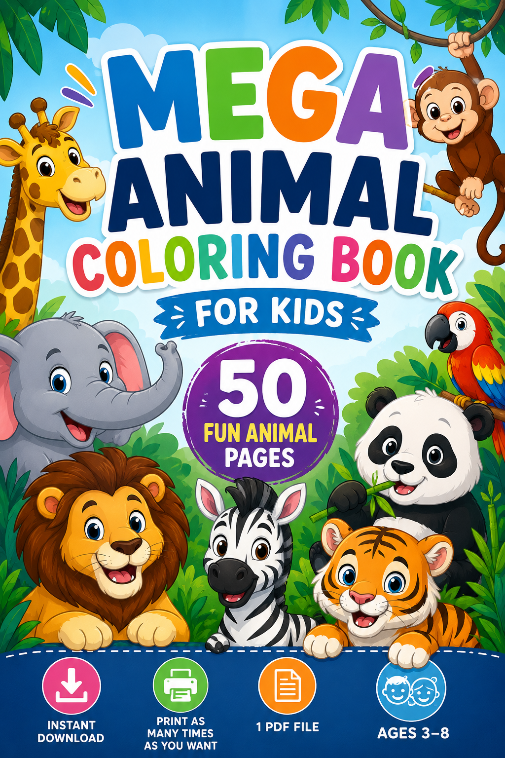 Mega Animal Coloring Book For Kids