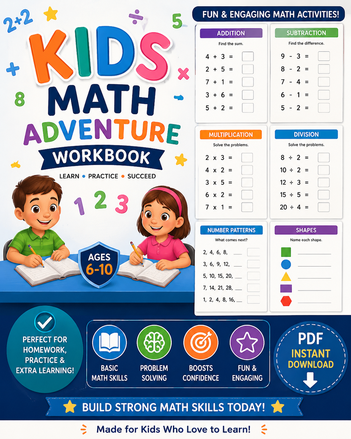 Kids Math Adventure Workbook