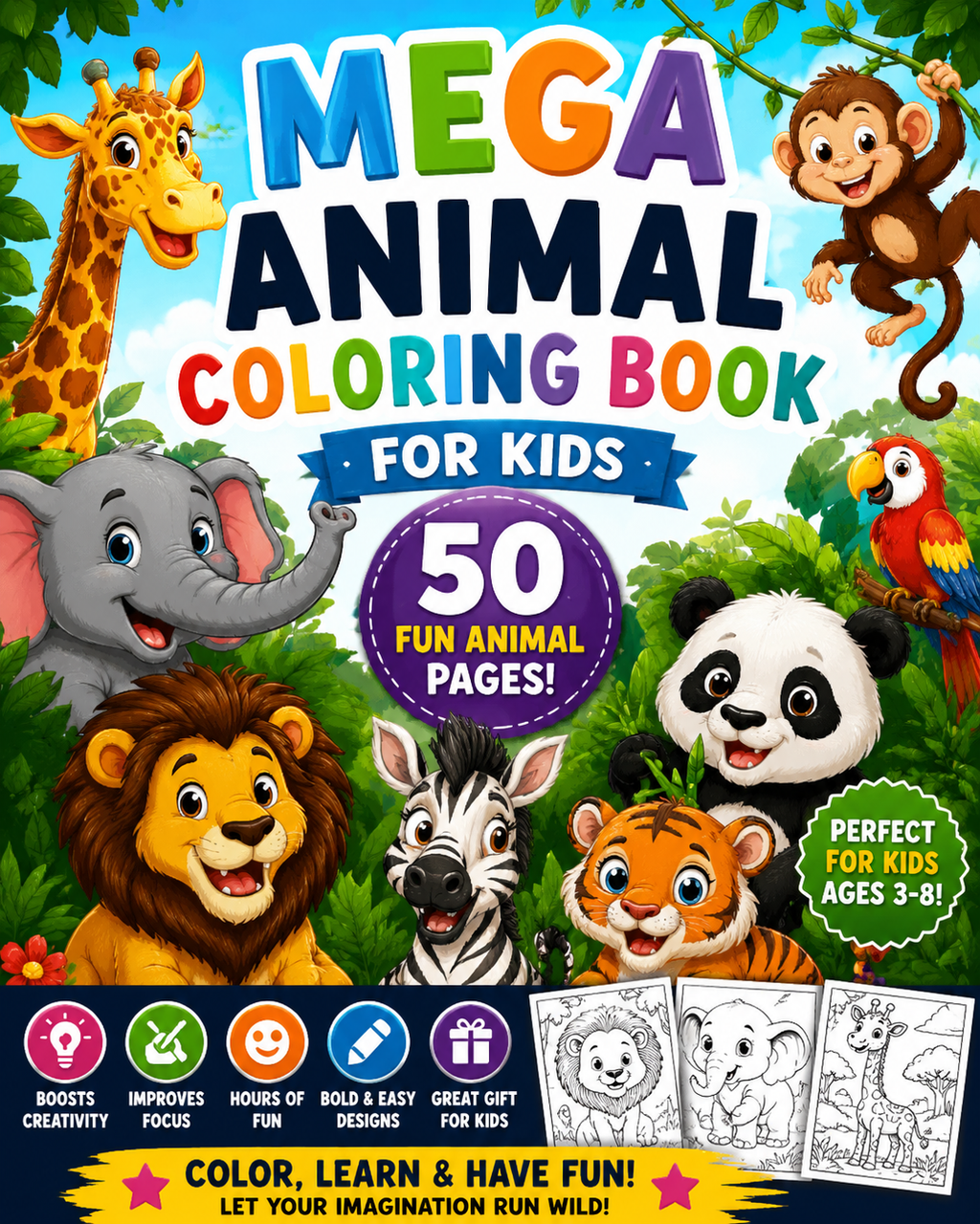 Mega Animal Coloring Book For Kids
