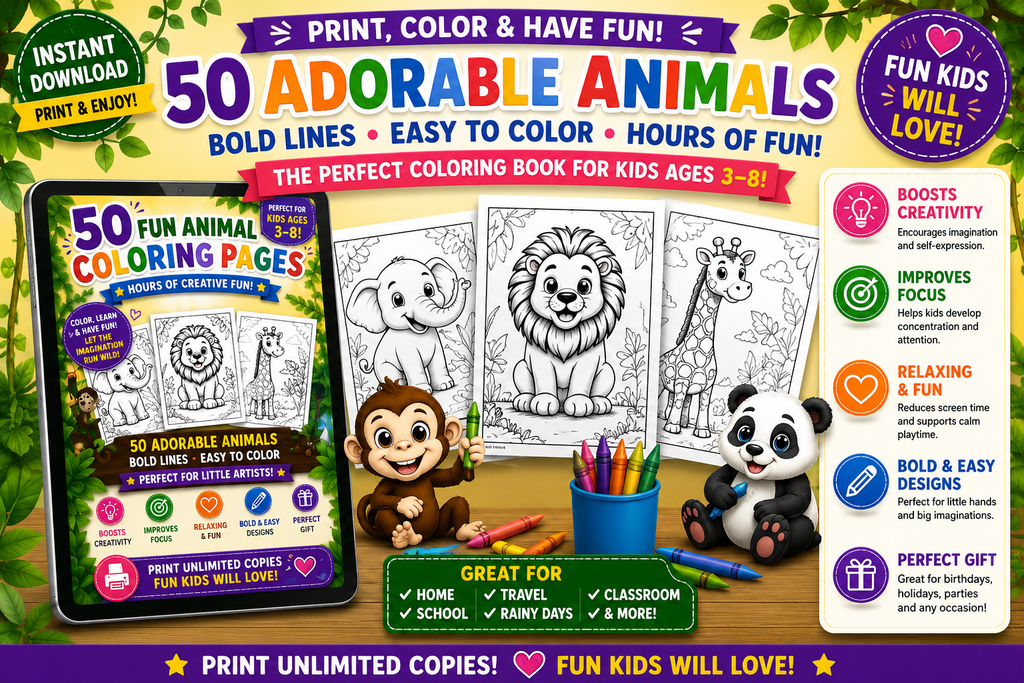 Mega Animal Coloring Book For Kids