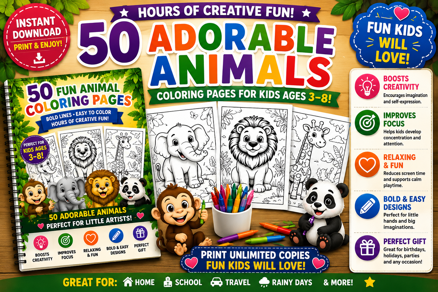 Mega Animal Coloring Book For Kids